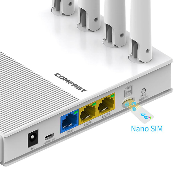 Comfast Wireless Lte Mobile Hotspot Router Wifi 4g Router Med Sim-kort White None