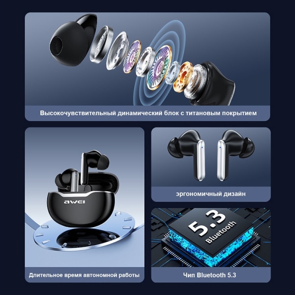 trådløse øretelefoner bluetooth 5.3 ørepropper med mikrofon TWSEarphones in-ear stereo sportshodetelefoner
