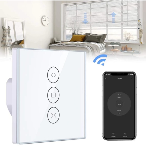 Roller Shutter Switch, Wifi Roller Shutter Timer, Smart Home Alexa Kompatibel med Voice Control Remote App Drift Timing Innstilling （1pack）