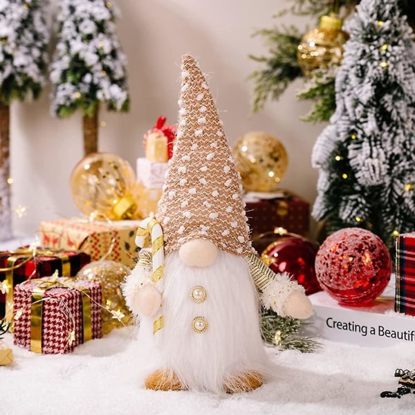 Julepynt Jul Desktop Ornament Langskjegget Gnome Med Lys Led Glødende Jul Gnome Sweden Doll For Home (b-l2)