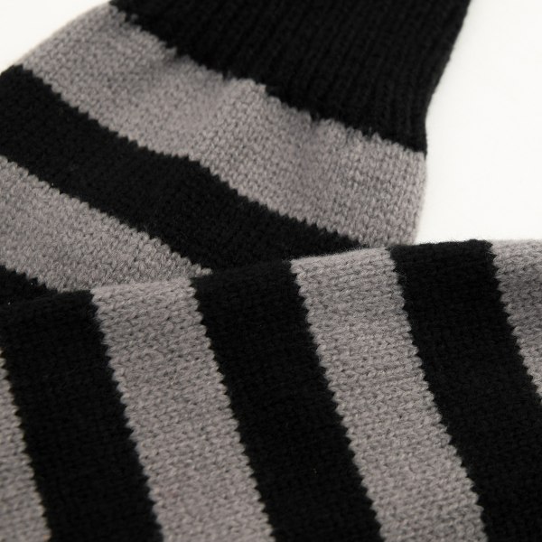 2 par høst og vinter horn knebeskytter i ull med brede ben, varme tynne bensokker - hvit+svarte og hvite striper
