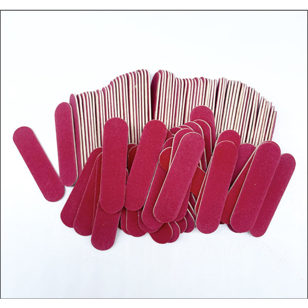 100 stk neglefil, professionelle neglefiler, dobbeltsidet 180/240 kornbræt, 5*1,3 cm (pink)