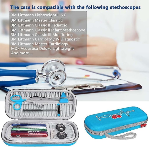 Eva case 3 metrin Littmann Classic II -valvontastetoskoopille Blue