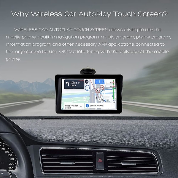 Universal 7 tums bilradio Multimedia Videospelare Trådlös Carplay Tablet Android Touch Screen Blu Black