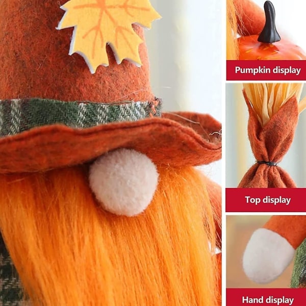 Gnomes plysj, høsttakkedekor til hjemmet, høsttakkefestdekorasjon, søte par ornamenter Thanksgiving gaver