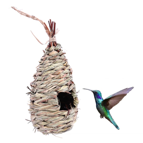 Hummingbird Nest Grass Bird Hut For Sparrow Wicker Håndvevd Utvendig Hengende