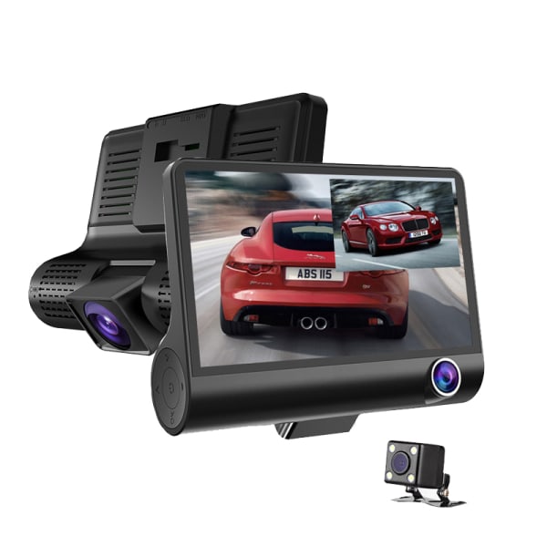 HD Night Car Dvr Dash Cam 4,0 tums videoinspelare T319 Dash Cam 3 kameralins med backkamera black None