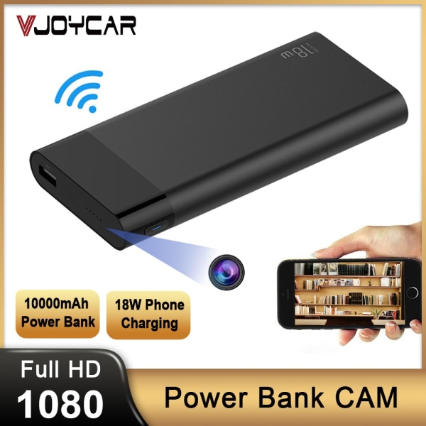 Trådlös Power Bank 1080P Wifi Kamera Telefonladdare 4K HD Videoinspelare 10000MAH Batteridriven 18W Snabbladdning IP-kamera Black