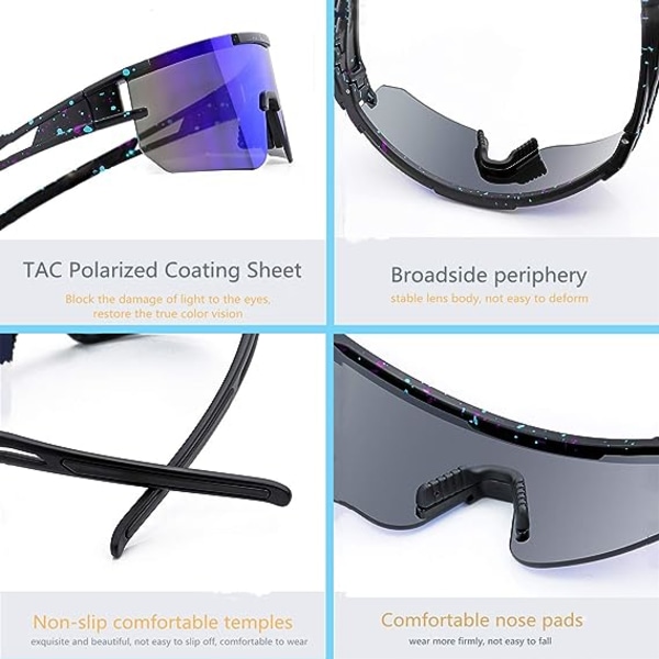 1 stk polariserte solbriller for menn og kvinner, utendørssport UV400 UV-beskyttelse sportssolbriller, øyebeskyttelse HD fargerike beleggbriller