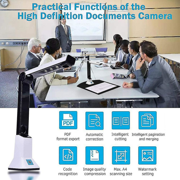 Dokumentkamera för lärare, bärbar USB dokumentkameraskanner med stativ 8mp Hd A4 Cam Photo S