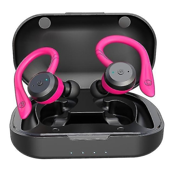20 timers spilletid Svømning Vandtæt Bluetooth-øretelefon Dual Wear-stil Sport Trådløst headset Tws Ipx7-øretelefoner Stereo Pink