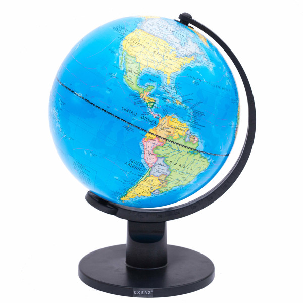 Pyörivä pöytäpallon poliittinen kartta - pyöritettävä valoilla, 25 cm