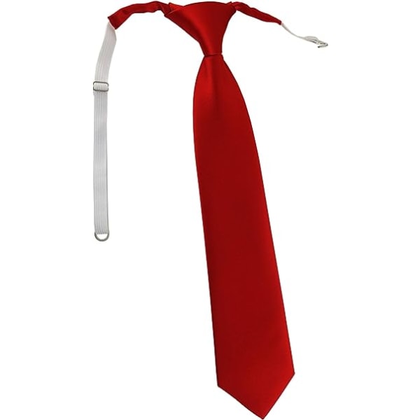 （Rød）Ensfarget slips for barn - Forhåndsknyttet med strikk.