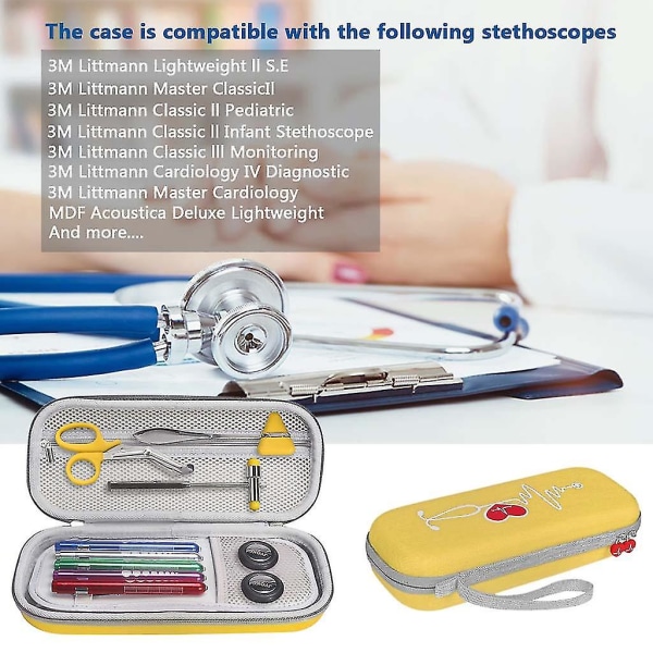 Eva case 3 metrin Littmann Classic II -valvontastetoskoopille Yellow