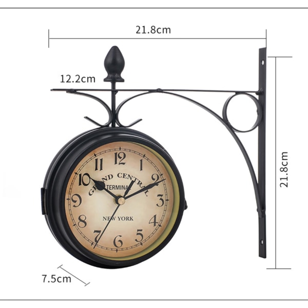 Nostalgi vægur og termometer, haveur, 12,2 cm, udendørs ur, velegnet til udendørs, dobbeltsidet, vejrbestandigt