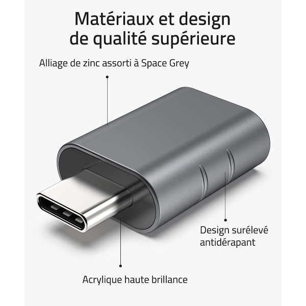 USB C til USB Adapter 2 Pakke USB C Han til USB3 Hun Adapter, USB C Adapter Kompatibel med MacBook Pro/Air 2021 iMac iPad Mini 6/P