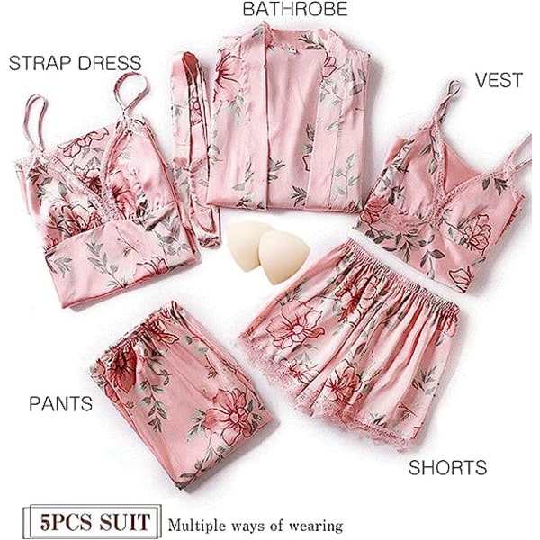 Naisten silkkipyjamat Pyjamat Set Naisten Pyjamat Satin Paj