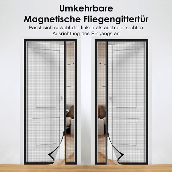 Magnetisk fönsterdörr Myggnät 90x210 för skjutdörr, entré, swing, roll-up, husvagn, balkong, husbil