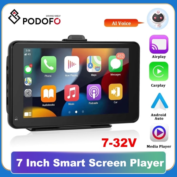 Universal 7' Bilradio Multimedia Videospiller Trådløs Carplay og Trådløs Android Auto Touch Screen For Nissan Toyota 7inch 32G TF Card