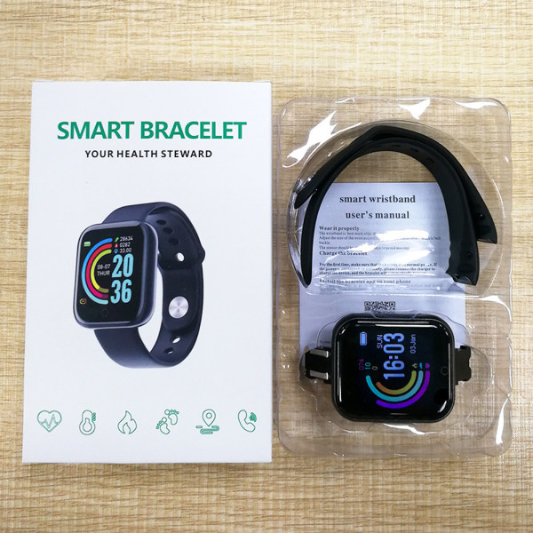 Y68 Smart Armbånd Fargeskjerm Hjertefrekvens Blodtrykk Bluetooth Step Meter Sportsarmbånd Nytt D20 Smart Armbånd (1 Stk Farge Tilfeldig)