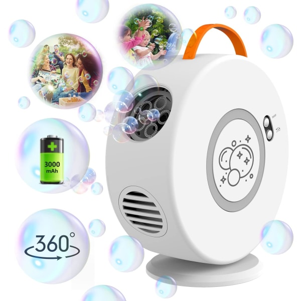 Bubbelmaskin, automatisk påfyllningsbar bubbelleksaksblåsare, 90°/360° roterbar, 500 ml bubbelblåsare för barn 3 4 5 6 7 8 9 10 år gammal, J