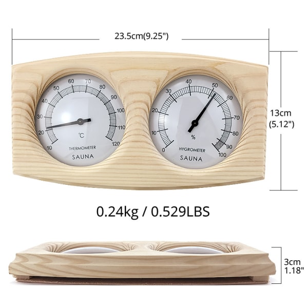 Saunalämpömittari 2 in 1 Wood Thermo Hygrometer Lämpömittari Hygr
