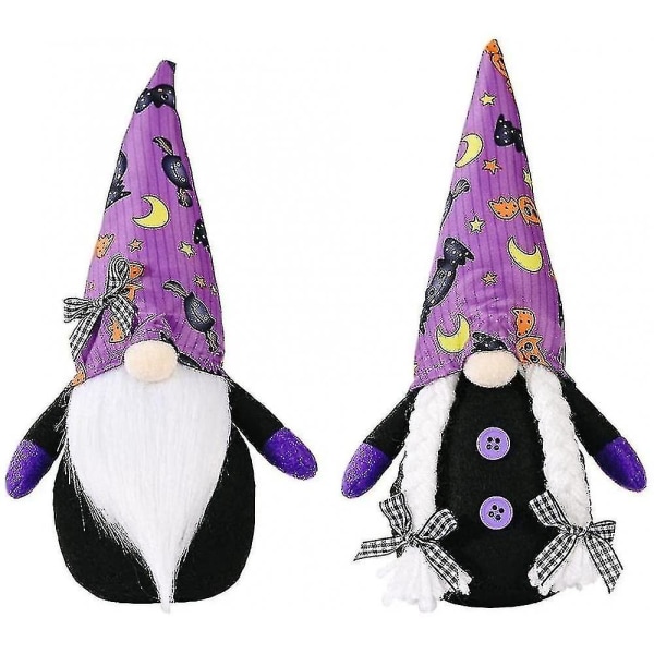 2st Lila dvärgdekoration Halloween festdekoration Halloween Gnome Plysch Stående Plysch Ansikte