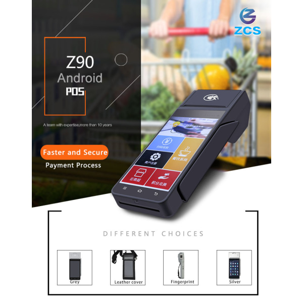 Kreditkortsmaskin Taxiparkering Handhållen POS-bokföringsmaskin med biometriskt fingeravtryck Android 7.1-stöd Magnetkort/NFC