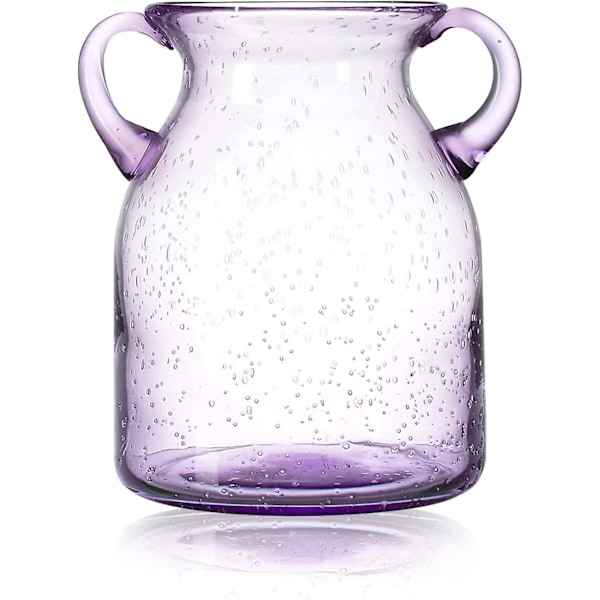Färgglad blomstervas glas med handtag, handgjorda luftbubblor glasvas för  mittdekorativa hem (blå, lila, grå, grön) (grå, stor) Purple Small 9c95 |  Purple | Small | Fyndiq