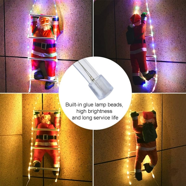 (Färg, 60cm) Jultomtedekoration utomhus, jultomtestege, jultomte klätterplyschfigur, lysande juldekoration jultomten Hangin