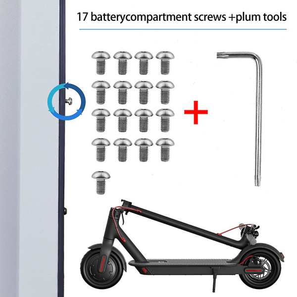 Bund batteridæksel Skruer Scooter Elektrisk Til Xiaomi M365 Tilbehør Rustfrit stål Metalskrue med installationsnøgle 1 set