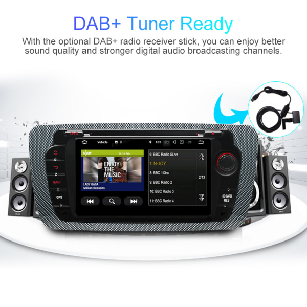 Tukku 2 Din Android 7.1 Auto DVD Multimediasoitin Seat Ibiza 2009-2013 GPS-navigointi OBD2 RDS-radiovideo-äänisoitin