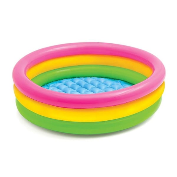 Tre-ringsbasseng barneregnbue oppblåsbart svømmebasseng boblebunn babykrypende havballbasseng