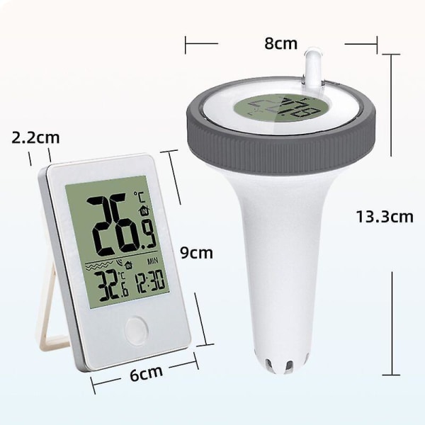pooltermometer, termometer för poolbadkar, trådlös flytande inomhus- och utomhustermometer