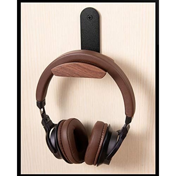 Kuulokejalusta, kuulokejalusta, kuuloke seinään kiinnitettävä kuulokepidike ääni-, studio- ja PC-pelikuulokkeille (pähkinä)