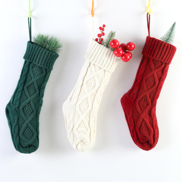 Joulusukat, henkilökohtaiset joulusukat 46cm suurikokoiset kaapelineulotut sukat lahjat (3 kpl)