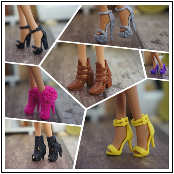 20 paria eri tyylejä sopivat 30cm Barbie-nukkekengät sandaalit korkeasilmäiset kengät litteät kengät