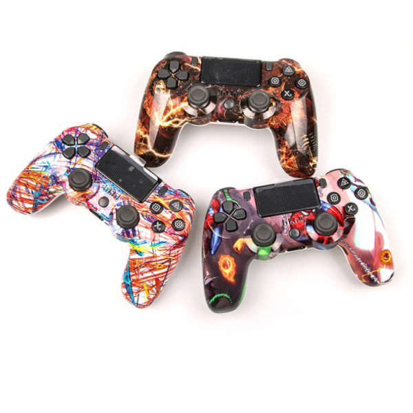 PS4 trådlös handkontroll, High Performance Double Vibration Gamepad kompatibel med Playstation 4/ Pro/Slim/PC med ljudfunktion (svart)