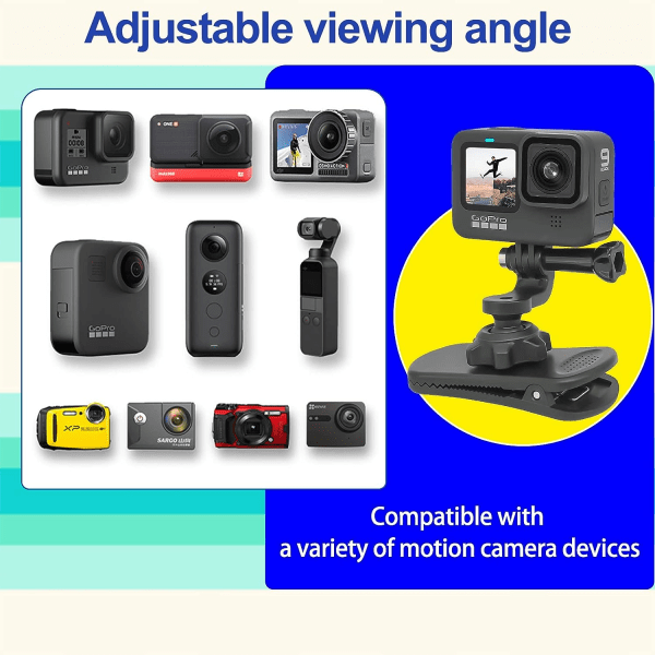 Quick Clip Ryggsäcksrem, 360 graders rotation, kompatibel med Insta360 One X2, GoPro Hero, DJI Osmo Action 2 och Most Action-kameror