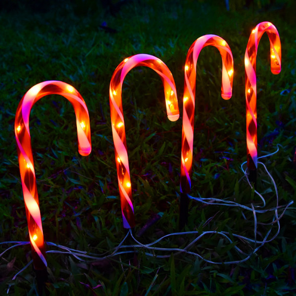 1 stk 10 lys Candy Cane Form Design Led Dekorative Solar Outdoor Yard Lights