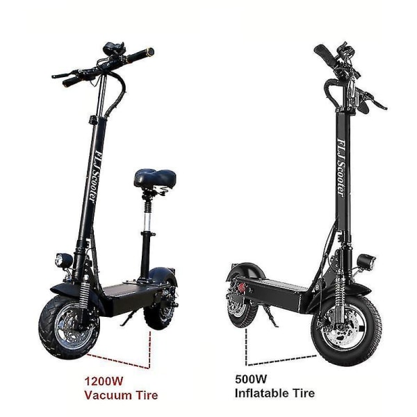 Elektrisk scooter med sæde, kick, foldbar og store hjul 1200W 20Ah