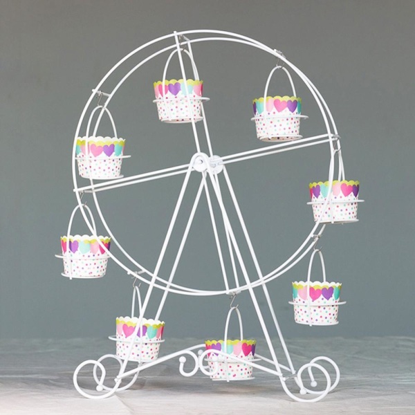 Metal pariserhjul Cupcake Holder Bryllupsfødselsdag Kage Stand Display Rack
