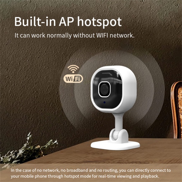 Mini Wifi-kamera Indbygget AP Hotpots To-vejs lyd Night Vision IR-detektion 128 GB hukommelsesafspilning HD-sikkerhedskamera