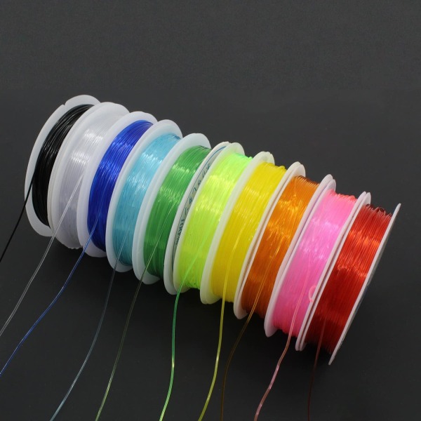 10 ruller elastisk tråd for armbånd (gul) - 8 m x 0,8 mm elastiske snorer - Elastiske TPU-smykker perletråd for perlekjede Smykkefremstilling