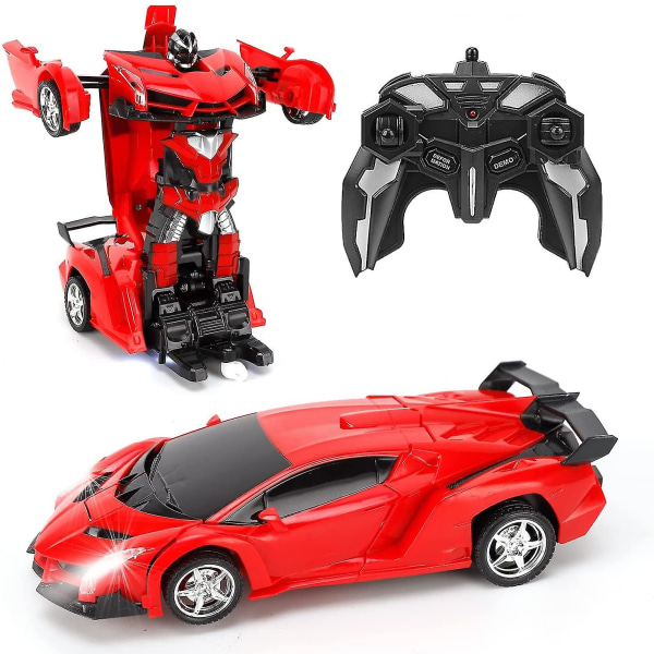Transform Rc bilrobot, fjärrkontroll biloberoende 2,4 g Robot Deformation Rc billeksak med en knapp Transformation & 360 Speed ​​Drifting 1:18 Scal