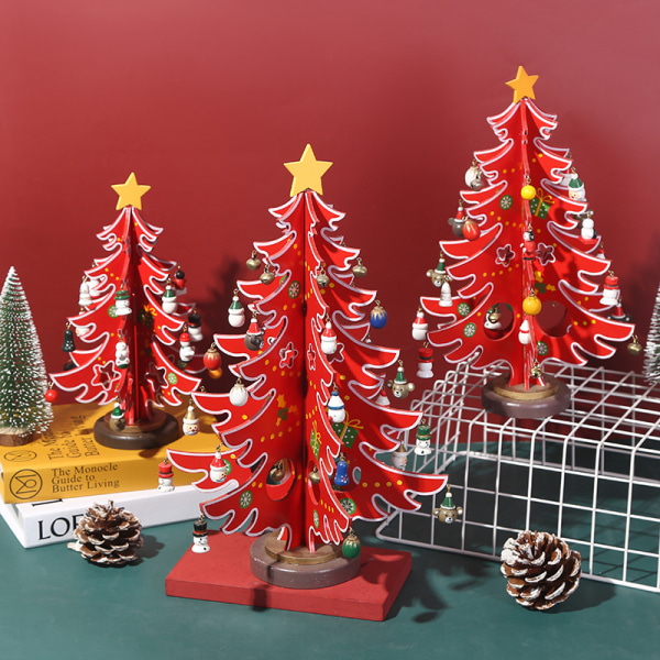 Joulukoristeet Joulukoristeet puiset DIY-koristeet näyttämöasetelma punainen 24cm