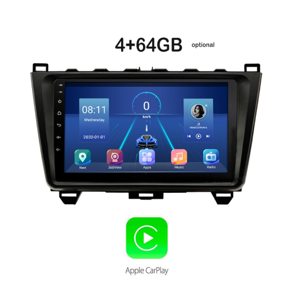 4+64GB Wifi 4G Android Car Dvd Player GPS Navigation 9' Bilradio Stereo Carplay Multimedieafspiller
