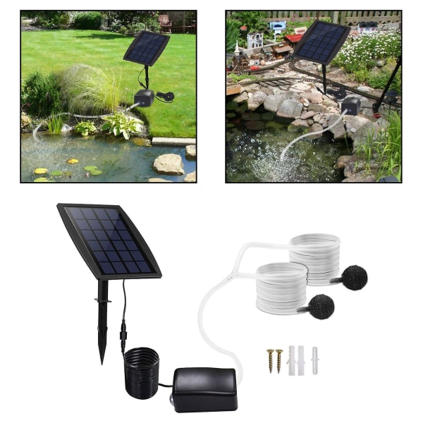 Solar Power Pond Oxygenator Fish Tank Vann Oksygenpumpe Luftpumpe Aerator Garden
