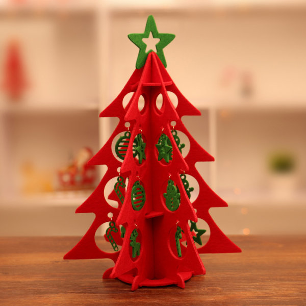 Juldekorationer gör-det-själv-julgran Tredimensionell filt-julgran jultillbehör（A)
