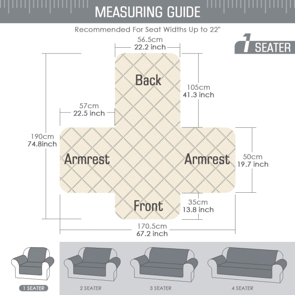 Sohvanpäälliset Vedenpitävät sohvanheittimet elastisilla hihnoilla Liukumaton vaahtomuovi olohuoneeseen koiransuojaan, joka suojaa lemmikkeiltä (harmaa, 1 paikkainen)